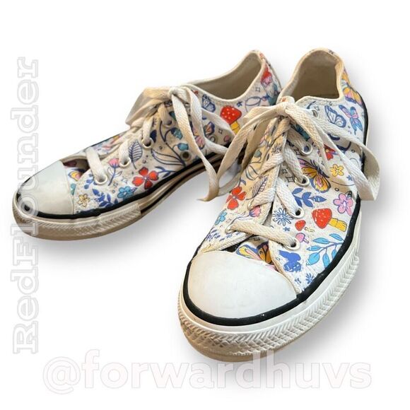 Converse Multi-Color Butterflies & Gnome's Sneakers - Junior Size 3 - Picture 1 of 12
